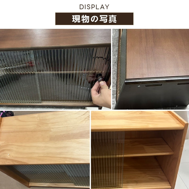 Casaconer | 食器棚・木製・ガラス扉・おしゃれ・ナチュラル・収納ラック・収納棚・幅60・2段