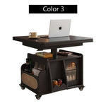 Casaconer | テーブル・ローテーブル・サイドテーブル・センターテーブル・昇降テーブル・多機能テーブル・ナチュラル/胡桃色/黒・展開後幅120cm・高さ59~79cm・多機能デザイン・無垢材・収納ワゴン・キャスター付き・在宅ワーク・コンパクト家具