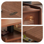 Casaconer | テーブル・ローテーブル・サイドテーブル・センターテーブル・昇降テーブル・多機能テーブル・ナチュラル/胡桃色/黒・展開後幅120cm・高さ59~79cm・多機能デザイン・無垢材・収納ワゴン・キャスター付き・在宅ワーク・コンパクト家具