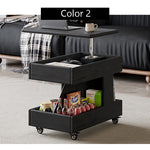 Casaconer | テーブル・ローテーブル・サイドテーブル・センターテーブル・昇降テーブル・多機能テーブル・ナチュラル/黒・高さ55~70cm・多機能デザイン・無垢材・収納ワゴン・キャスター付き・在宅ワーク・コンパクト家具