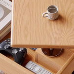 Casaconer | テーブル・ローテーブル・サイドテーブル・センターテーブル・昇降テーブル・多機能テーブル・ナチュラル/黒・高さ55~70cm・多機能デザイン・無垢材・収納ワゴン・キャスター付き・在宅ワーク・コンパクト家具