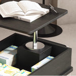 Casaconer | テーブル・ローテーブル・サイドテーブル・センターテーブル・昇降テーブル・多機能テーブル・折りたたみ昇降天板付き・黒/ウォルナットカラー・高さ53~68cm・多機能デザイン・無垢材・収納ワゴン・キャスター付き・在宅ワーク・テーブルゲーム・コンパクト家具