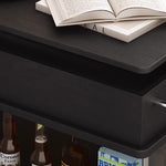 Casaconer | テーブル・ローテーブル・サイドテーブル・センターテーブル・昇降テーブル・多機能テーブル・折りたたみ昇降天板付き・黒/ウォルナットカラー・高さ53~68cm・多機能デザイン・無垢材・収納ワゴン・キャスター付き・在宅ワーク・テーブルゲーム・コンパクト家具