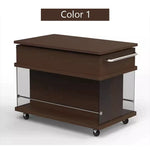 Casaconer | テーブル・ローテーブル・サイドテーブル・センターテーブル・昇降テーブル・多機能テーブル・折りたたみ昇降天板付き・黒/ウォルナットカラー・高さ53~68cm・多機能デザイン・無垢材・収納ワゴン・キャスター付き・在宅ワーク・テーブルゲーム・コンパクト家具