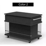 Casaconer | テーブル・ローテーブル・サイドテーブル・センターテーブル・昇降テーブル・多機能テーブル・折りたたみ昇降天板付き・黒/ウォルナットカラー・高さ53~68cm・多機能デザイン・無垢材・収納ワゴン・キャスター付き・在宅ワーク・テーブルゲーム・コンパクト家具