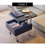 Casaconer | テーブル・ローテーブル・サイドテーブル・センターテーブル・昇降テーブル・多機能テーブル・ウォルナットカラー/ブラック・高さ40~60cm・多機能デザイン・無垢材・収納ワゴン・キャスター付き・在宅ワーク・コンパクト家具