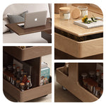 Casaconer | テーブル・ローテーブル・サイドテーブル・センターテーブル・昇降テーブル・多機能テーブル・ナチュラル/ウォルナットカラー/ブラック・高さ60~75cm・多機能デザイン・無垢材・収納ワゴン・キャスター付き・在宅ワーク・コンパクト家具