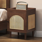 サイドテーブル,ナイトテーブル,レトロ,収納,リビング,寝室,無垢材,ベッドルーム,天然木,ラタン,キュート