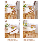伸長式,ダイニングテーブル,丸テーブル,エクステンションテーブル,2人掛け,4人掛け,6人掛け,食卓,食事テーブル,カフェ風,ナチュラル,無垢材,天然木,伸長前と伸長後