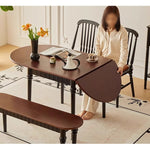 Casaconer | 折りたたみダイニングテーブル・ドロップリーフテーブル・幅150cm・4人掛け/6人掛け・伸長式・食卓テーブル・収納便利・木製・オーバル型・北欧風・おしゃれ