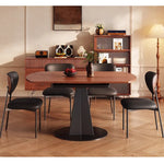 Casaconer | 回転伸長式ダイニングテーブル・幅76~120cm・4人掛け/6人掛け・楕円形・円形・食卓テーブル・伸縮式・拡張天板・折りたたみ・木目調・モダンデザイン・円形テーブル・昇降なし・北欧風・おしゃれ