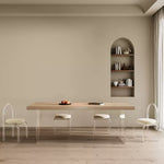 Casaconer | セラミックダイニングテーブルウッド柄透明アクリル脚