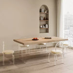 Casaconer | セラミックダイニングテーブルウッド柄透明アクリル脚