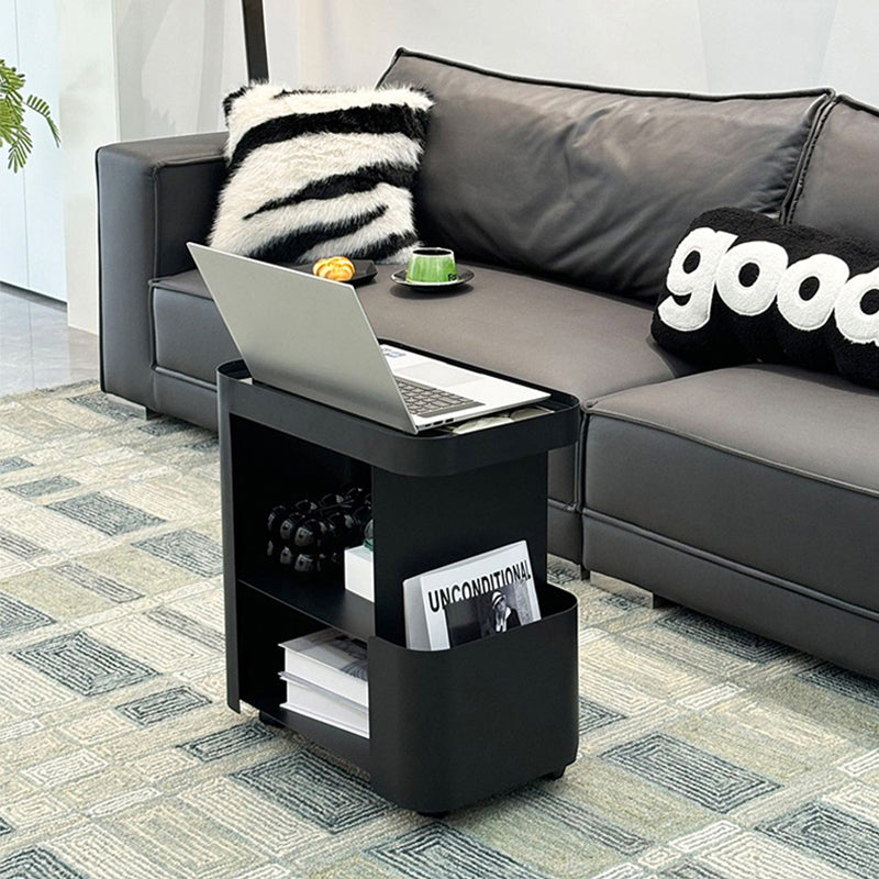 キャスター付き サイドテーブル ソファサイドワゴン 収納ラック ガラス天板 スリム 移動式 幅50cm／60cm／70cm リビング ソファ横 ベッドサイド 省スペース ブラック