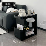 キャスター付き サイドテーブル ソファサイドワゴン 収納ラック ガラス天板 スリム 移動式 幅50cm／60cm／70cm リビング ソファ横 ベッドサイド 省スペース ブラック