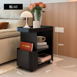 キャスター付き サイドテーブル ソファサイドワゴン 収納ラック ガラス天板 スリム 移動式 幅50cm／60cm／70cm リビング ソファ横 ベッドサイド 省スペース ブラック