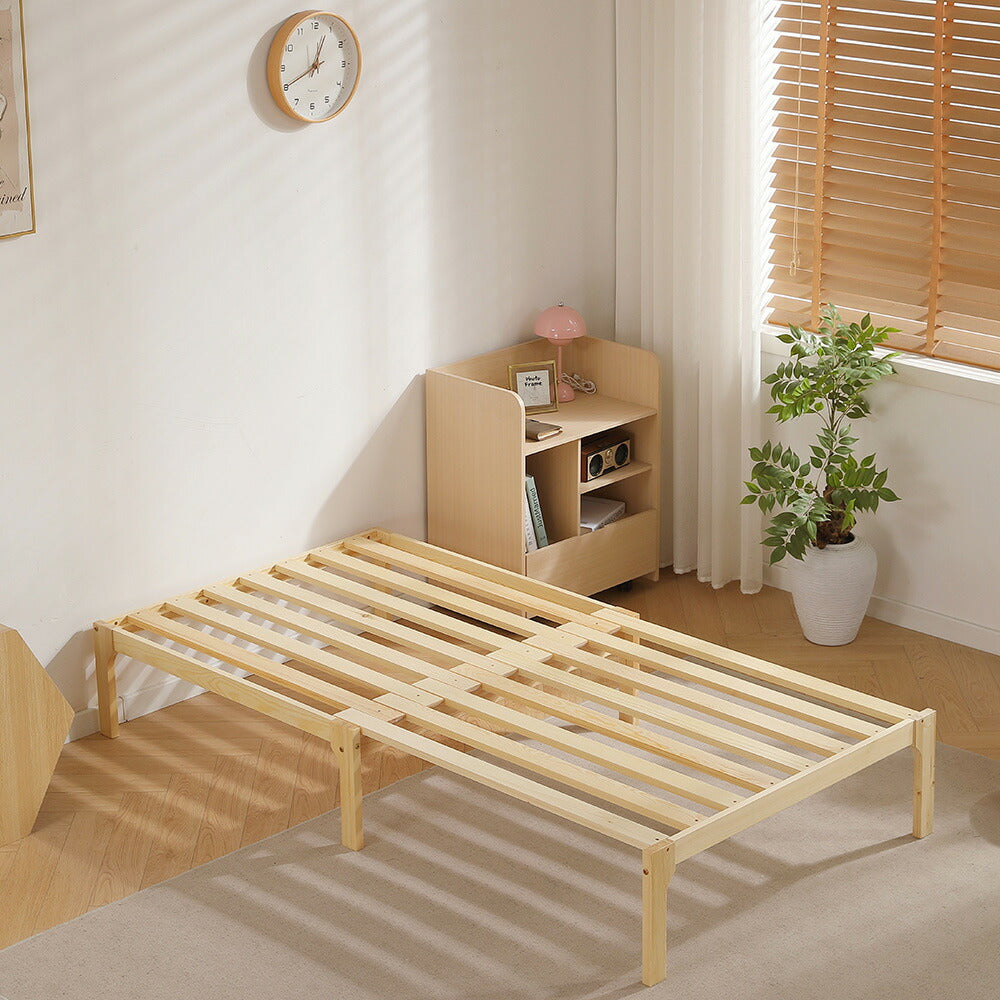 【マット付き】デイベッド ソファベッド シングル 木製 伸長式ベッド 変形ベッド ベッドフレーム 伸縮 下収納 おしゃれ 2way 天然木 来客用 ナチュラル リビング パイン材 すのこ仕様 リビング 寝室 7日内出荷