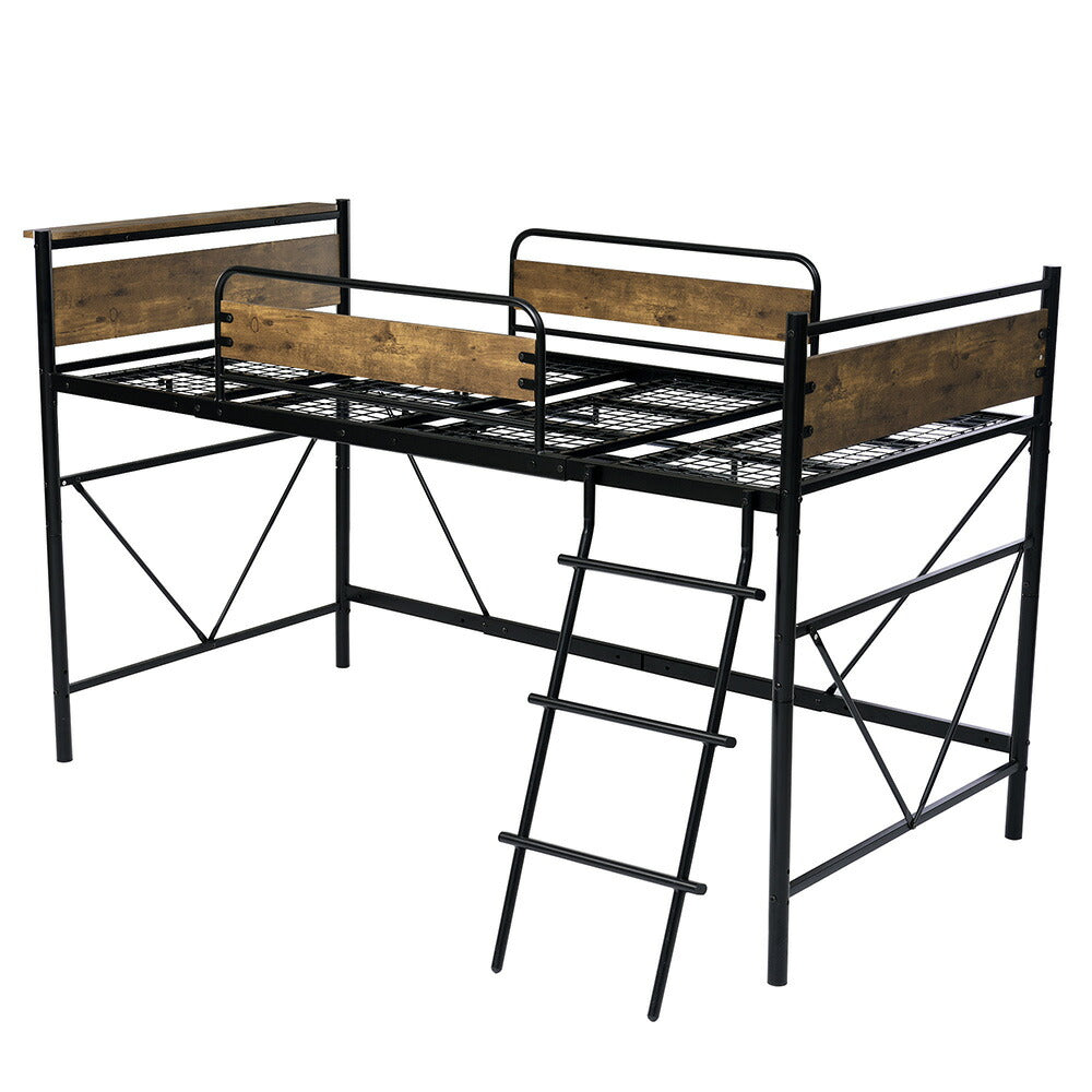 ロフトベッド パイプベッド シングル ハイタイプ 大人用 ブラック 長さ212cm 高さ125cm システムベッド スチール 北欧風 一人暮らし スチール 耐震 ベッド 子供部屋 7日内出荷