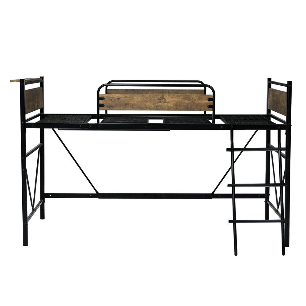 ロフトベッド パイプベッド シングル ハイタイプ 大人用 ブラック 長さ212cm 高さ125cm システムベッド スチール 北欧風 一人暮らし スチール 耐震 ベッド 子供部屋 7日内出荷