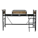 ロフトベッド パイプベッド シングル ハイタイプ 大人用 ブラック 長さ212cm 高さ125cm システムベッド スチール 北欧風 一人暮らし スチール 耐震 ベッド 子供部屋 7日内出荷