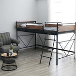 ロフトベッド パイプベッド シングル ハイタイプ 大人用 ブラック 長さ212cm 高さ125cm システムベッド スチール 北欧風 一人暮らし スチール 耐震 ベッド 子供部屋 7日内出荷
