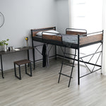 ロフトベッド パイプベッド シングル ハイタイプ 大人用 ブラック 長さ212cm 高さ125cm システムベッド スチール 北欧風 一人暮らし スチール 耐震 ベッド 子供部屋 7日内出荷