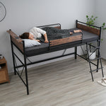 ロフトベッド パイプベッド シングル ハイタイプ 大人用 ブラック 長さ212cm 高さ125cm システムベッド スチール 北欧風 一人暮らし スチール 耐震 ベッド 子供部屋 7日内出荷