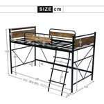 ロフトベッド パイプベッド シングル ハイタイプ 大人用 ブラック 長さ212cm 高さ125cm システムベッド スチール 北欧風 一人暮らし スチール 耐震 ベッド 子供部屋 7日内出荷