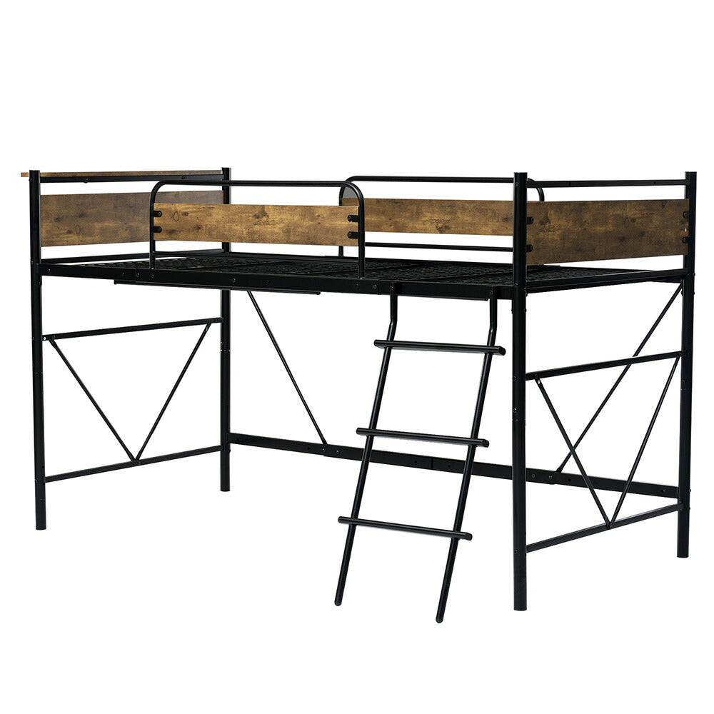 ロフトベッド パイプベッド シングル ハイタイプ 大人用 ブラック 長さ212cm 高さ125cm システムベッド スチール 北欧風 一人暮らし スチール 耐震 ベッド 子供部屋 7日内出荷