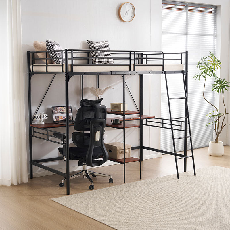 ロフトベッド パイプベッド シングル ハイタイプ 大人用 ブラック 黒 はしご付き 高さ175cm システムベッド スチール 北欧風 一人暮らし スチール 耐震 ベッド 子供部屋 7日内出荷