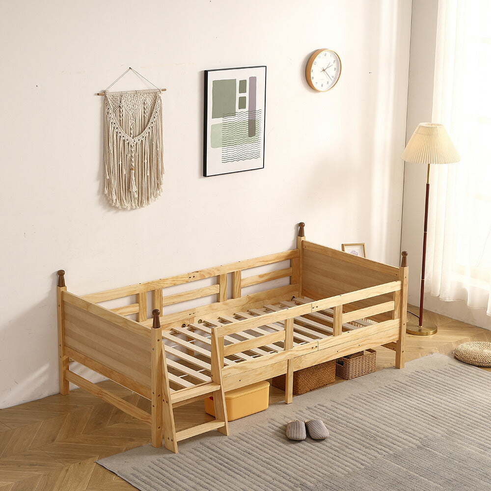 ロータイプ ロフトベッド ベッドフレーム 木製 システムベッド 子供ベッド ローハシゴ付く シングル ウッド ナチュラル 収納 北欧風 子供部屋 耐震 7日内出荷