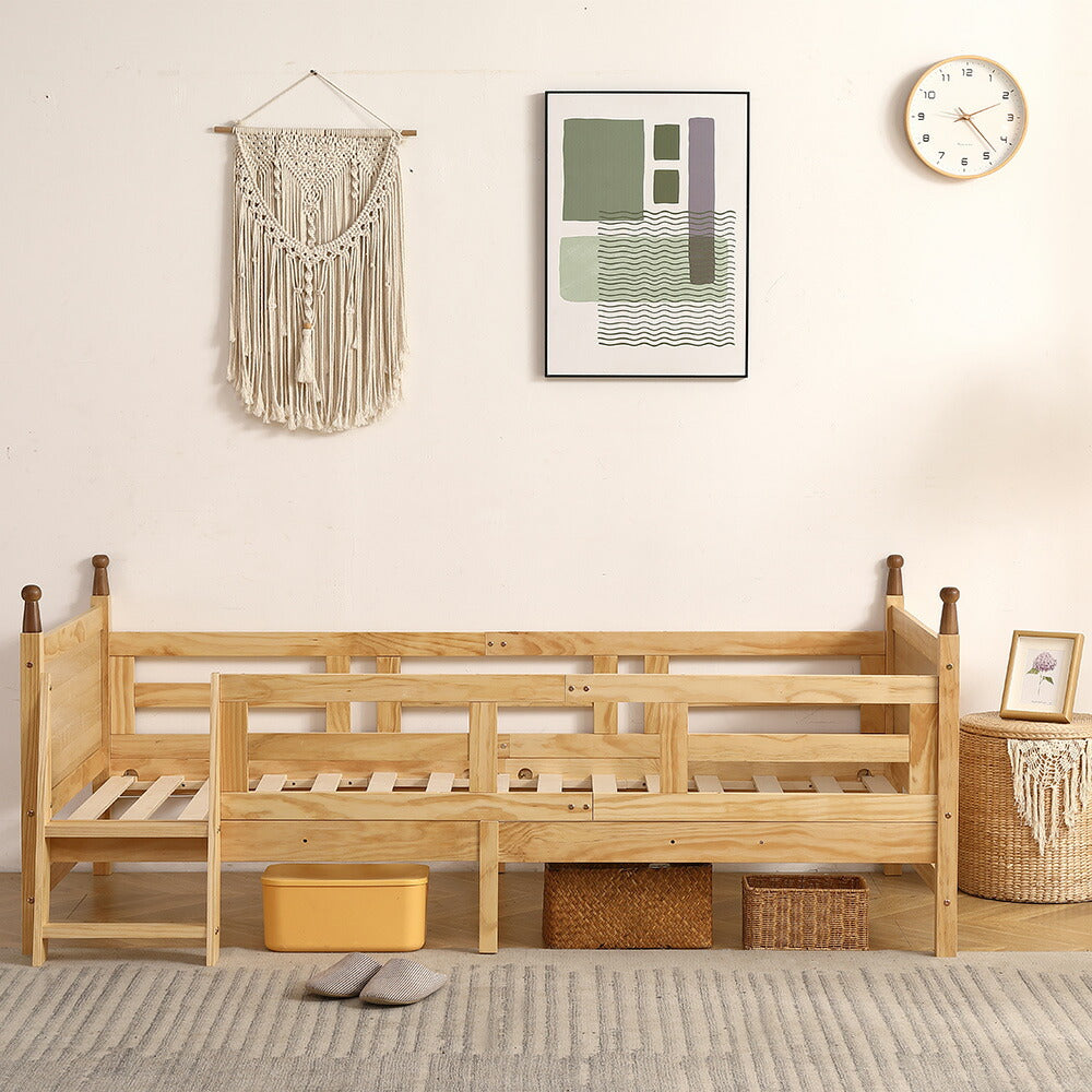 ロータイプ ロフトベッド ベッドフレーム 木製 システムベッド 子供ベッド ローハシゴ付く シングル ウッド ナチュラル 収納 北欧風 子供部屋 耐震 7日内出荷