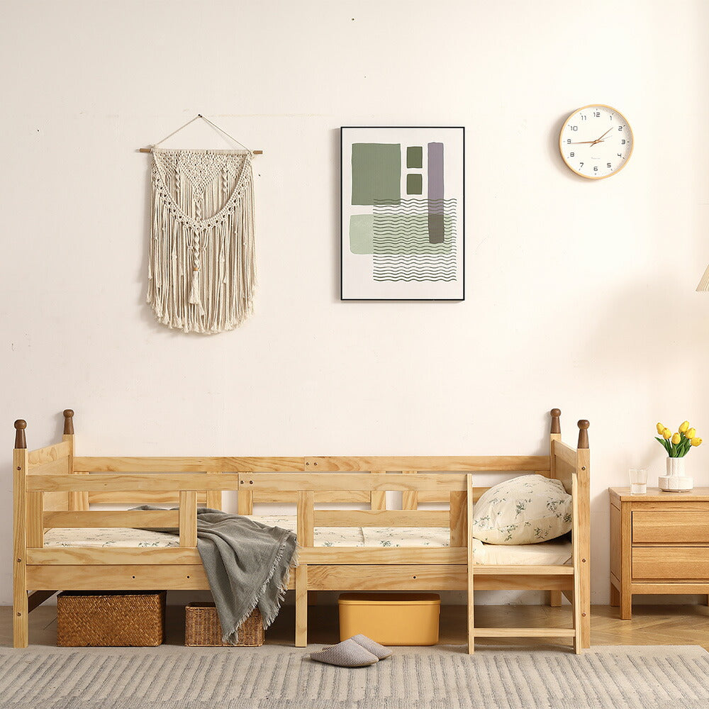 ロータイプ ロフトベッド ベッドフレーム 木製 システムベッド 子供ベッド ローハシゴ付く シングル ウッド ナチュラル 収納 北欧風 子供部屋 耐震 7日内出荷