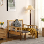 【ナチュラル/ホワイト】デイベッド ソファベッド シングル 木製 伸長式ベッド 変形ベッド ベッドフレーム 伸縮 下収納 おしゃれ 2way 天然木 来客用 ナチュラル リビング パイン材 すのこ仕様 リビング 寝室 北欧風