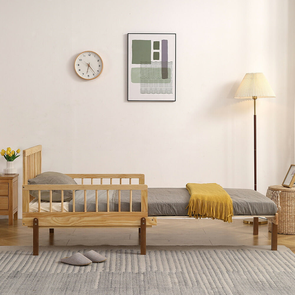 【ナチュラル/ホワイト】デイベッド ソファベッド シングル 木製 伸長式ベッド 変形ベッド ベッドフレーム 伸縮 下収納 おしゃれ 2way 天然木 来客用 ナチュラル リビング パイン材 すのこ仕様 リビング 寝室 北欧風