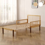 【ナチュラル/ホワイト】デイベッド ソファベッド シングル 木製 伸長式ベッド 変形ベッド ベッドフレーム 伸縮 下収納 おしゃれ 2way 天然木 来客用 ナチュラル リビング パイン材 すのこ仕様 リビング 寝室 北欧風