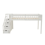 【ナチユラル/ホワイト】ロフトベッド パイプベッド シングル ハイタイプ 木製 階段付き 子供用 2色展開 高さ120cm システムベッド 収納 北欧風 一人暮らし 木材 耐震 ベッド 子供部屋 おしゃれ