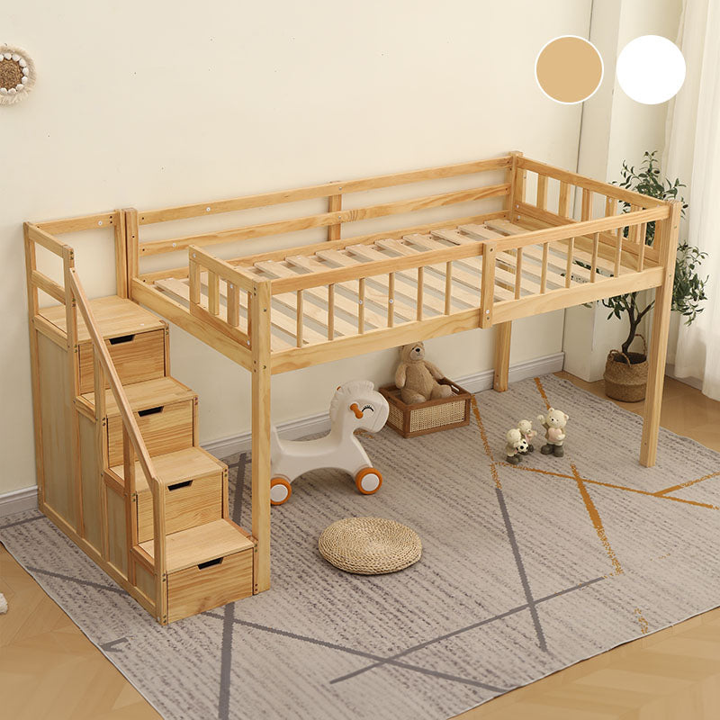 【ナチユラル/ホワイト】ロフトベッド パイプベッド シングル ハイタイプ 木製 階段付き 子供用 2色展開 高さ120cm システムベッド 収納 北欧風 一人暮らし 木材 耐震 ベッド 子供部屋 おしゃれ