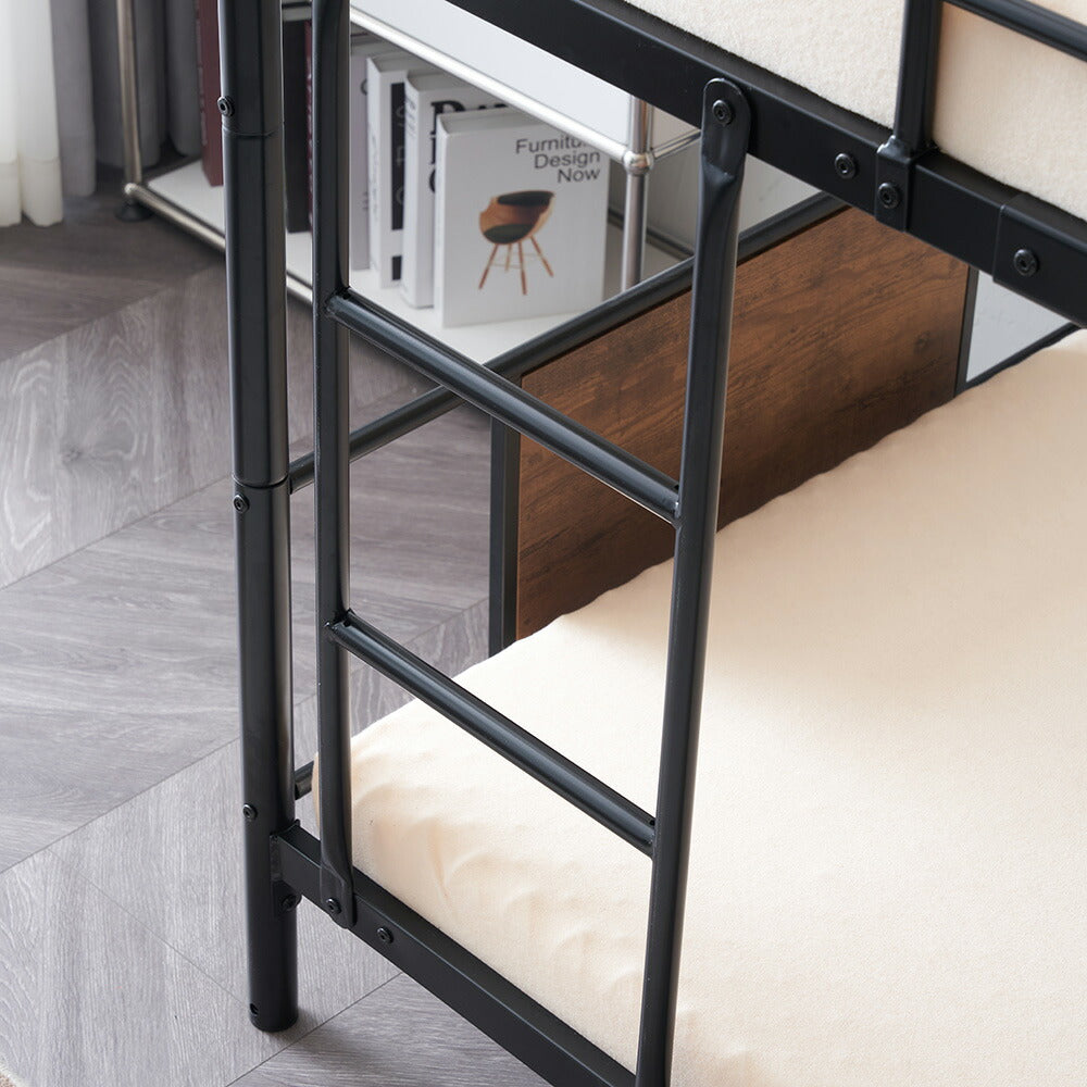 【ブラック/ホワイト】三段ベッド 子供 パイプベッド 大人用 シングル ベッド パイプベッド 3段ベッド はしご付き スチール コンパクト 分離可能 省スペース 寮 白 黒 二色展開 耐震