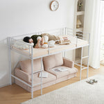 【ブラック/ホワイト】ロフトベッド パイプベッド シングル ハイタイプ 大人用 ブラック 黒 白 テーブル付き はしご付き 高さ136cm システムベッド スチール 北欧風 一人暮らし スチール 耐震 ベッド 子供部屋