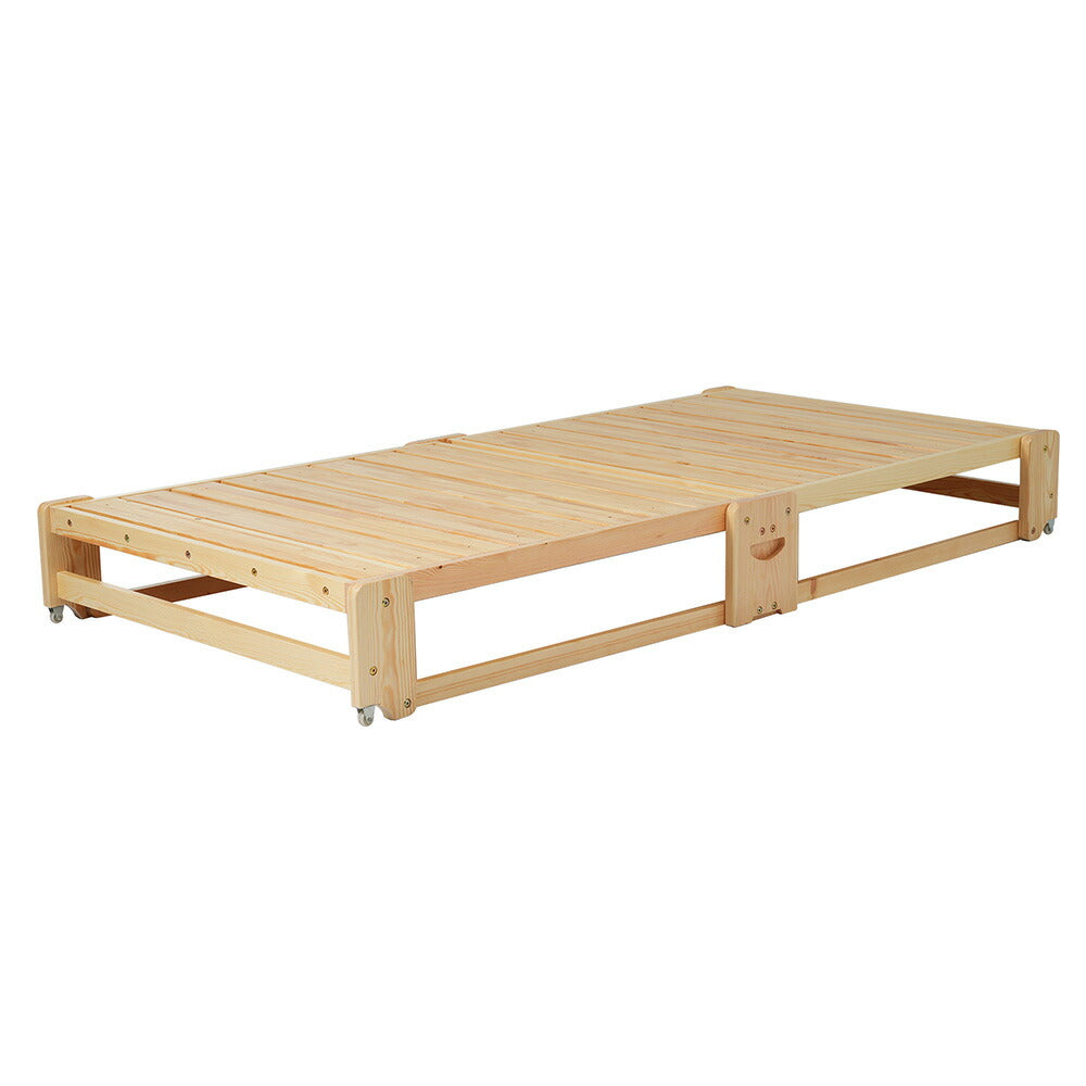 パレットベッド すのこベッド コンセント付き ローベッド 折り畳み 折りたたみベッド シングル 197*99.5cm 木製 組立品 下収納 天然木 軽量 ベッド パレット おしゃれ ロータイプ ベッドフレーム 来客用 7日内出荷