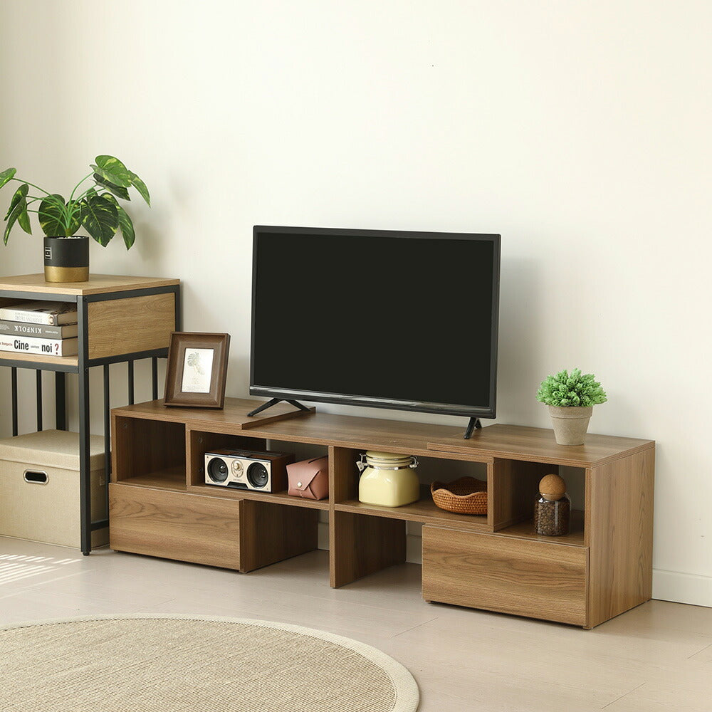 伸縮テレビボード ローボード 伸縮テレビ台 コーナー 引き出し付き テレビラック 北欧風 おしゃれ リビング ワンルーム 一人暮らし TVボード TV台 幅93～172cm 高さ38cm ホワイト 韓国風 北欧 パソコン台 テレビラック TVボード ロータイプ 伸縮 7日内出荷