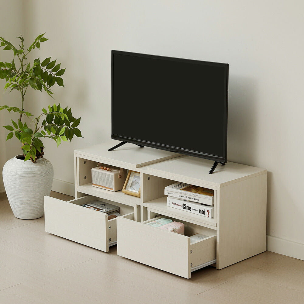 伸縮テレビボード ローボード 伸縮テレビ台 コーナー 引き出し付き テレビラック 北欧風 おしゃれ リビング ワンルーム 一人暮らし TVボード TV台 幅93～172cm 高さ38cm ホワイト 韓国風 北欧 パソコン台 テレビラック TVボード ロータイプ 伸縮 7日内出荷
