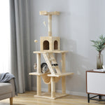 キャットタワー キャットツリー 据え置き 麻紐 全高155cm 機能満載 爪とぎ 多頭飼い 安定感抜群 頑丈 省スペース 猫ハウス 上りやすい クリアボウル キャットポール 据え置き型 7日内出荷