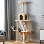 キャットタワー キャットツリー 据え置き 麻紐 全高155cm 機能満載 爪とぎ 多頭飼い 安定感抜群 頑丈 省スペース 猫ハウス 上りやすい クリアボウル キャットポール 据え置き型 7日内出荷