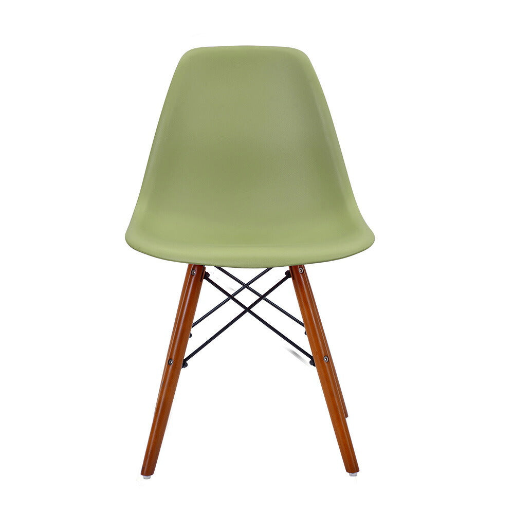 【アボカドグリーン座面＆ブラウン脚】 ダイニングチェア 2脚セット イームズチェア オフィス 会議室 来客用 テレワーク 在宅勤務 DSW イームズ椅子 チェア イームズチェアー 木脚 椅子 おしゃれ 北欧 シンプル デザイン