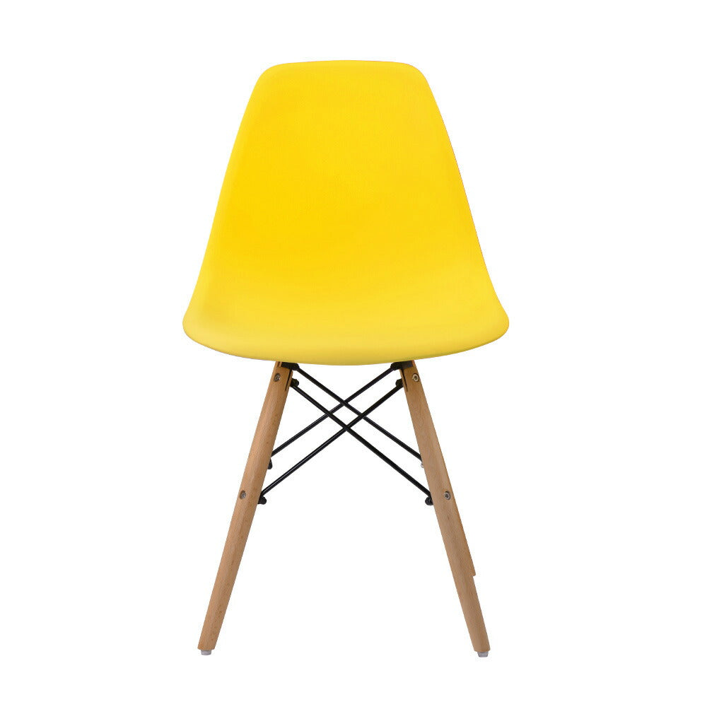 【イエロー座面＆ナチュラル脚】ダイニングチェア 2脚セット イームズチェア オフィス 会議室 来客用 テレワーク 在宅勤務 DSW イームズ椅子 チェア イームズチェアー 木脚 椅子 おしゃれ 北欧 シンプル デザイン