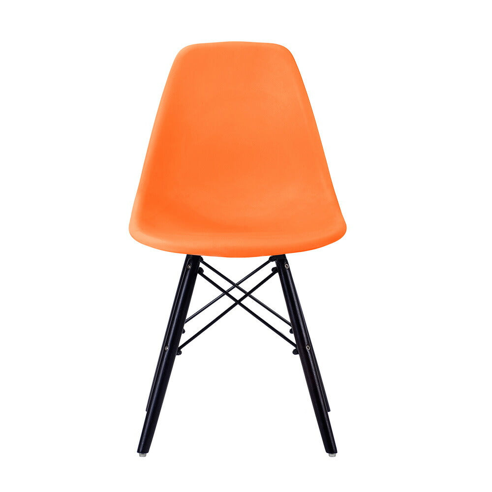 【オレンジ座面＆ダークブラウン脚ダイニングチェア 2脚セット イームズチェア オフィス 会議室 来客用 テレワーク 在宅勤務 DSW イームズ椅子 チェア イームズチェアー 木脚 椅子 おしゃれ 北欧 シンプル デザイン