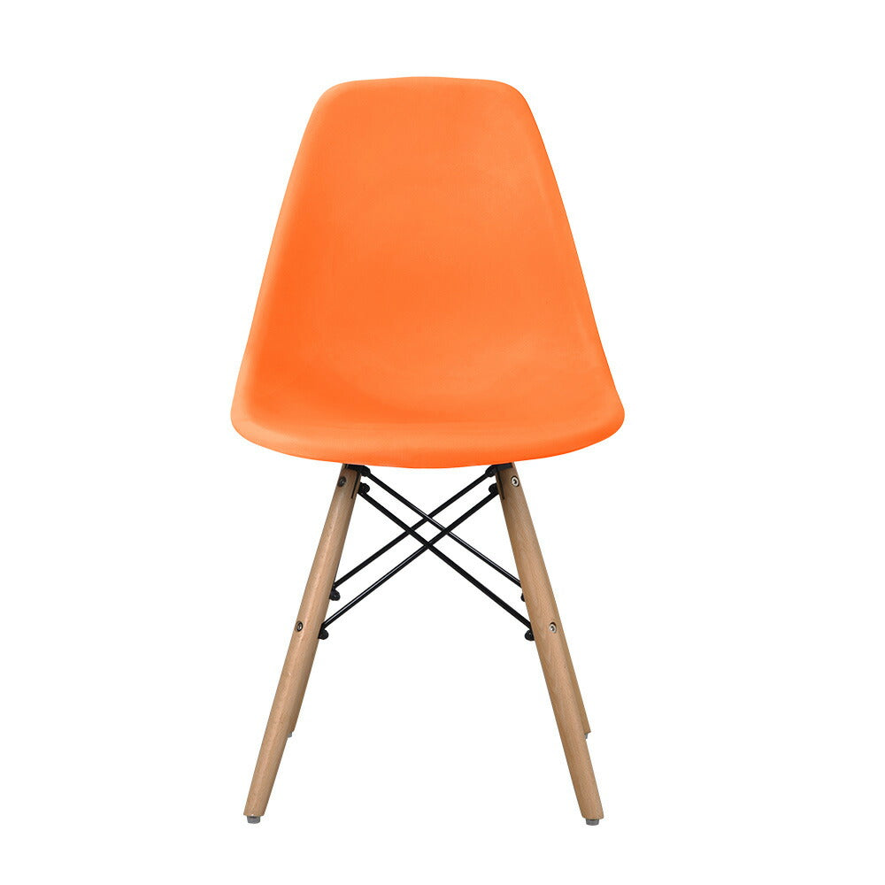 【オレンジ座面＆ナチュラル脚】ダイニングチェア 2脚セット イームズチェア オフィス 会議室 来客用 テレワーク 在宅勤務 DSW イームズ椅子 チェア イームズチェアー 木脚 椅子 おしゃれ 北欧 シンプル デザイン