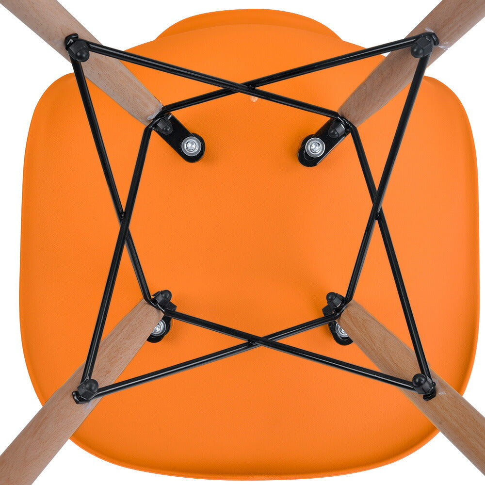 【オレンジ座面＆ナチュラル脚】ダイニングチェア 2脚セット イームズチェア オフィス 会議室 来客用 テレワーク 在宅勤務 DSW イームズ椅子 チェア イームズチェアー 木脚 椅子 おしゃれ 北欧 シンプル デザイン